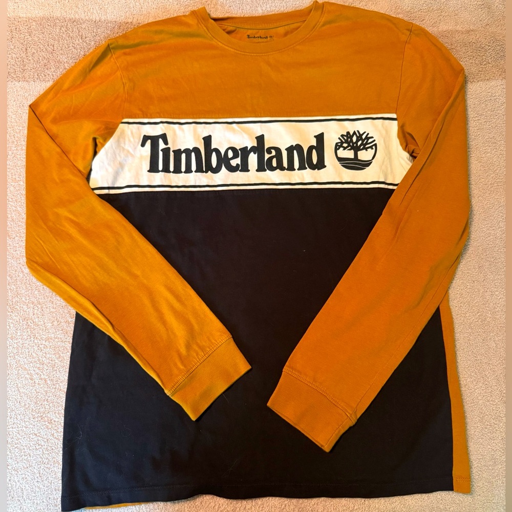 Timberland Orange and Black Long Sleeve Shirt
